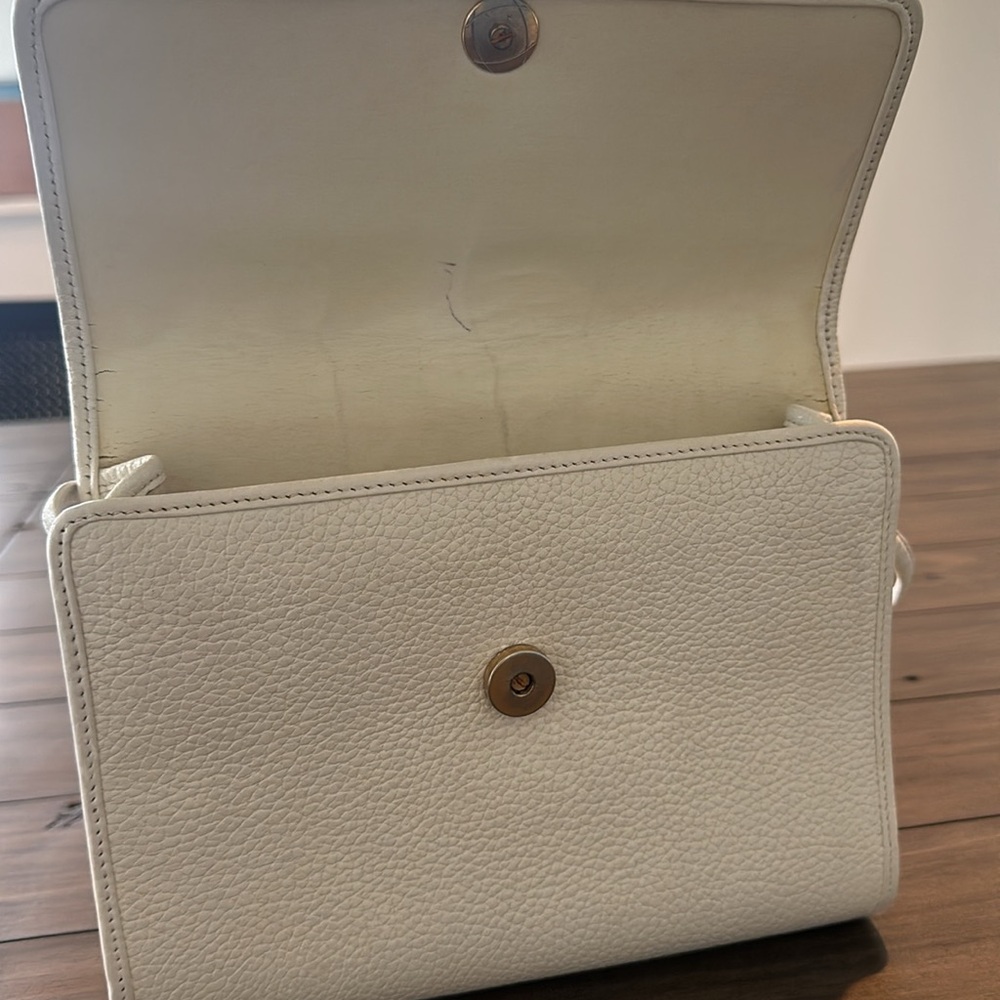 Authentic Christian Dior White Vintage Crossbody Bag Purse Leather w/ COA! - Picture 4 of 7